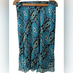 East 5th Teal Blue Medallion Chiffon Skirt L